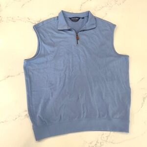 Polo Golf Vest Mens XL 1/4 Zip Sleeveless Pullover Blue Layering Athletic Preppy